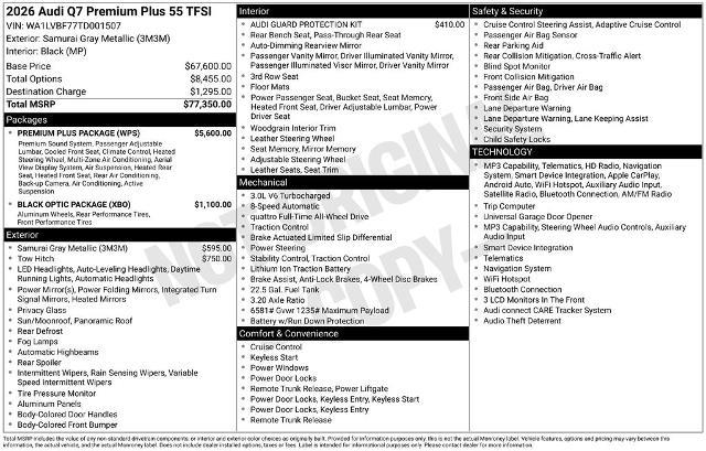 2026 Audi Q7 - $54,490