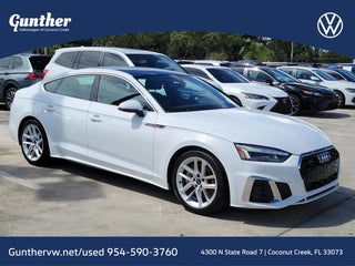 2024 Audi A5 Sportback with Glacier White Metallic Exterior