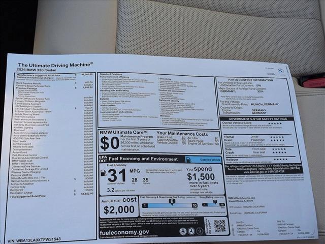 2026 BMW 330i - $53,572