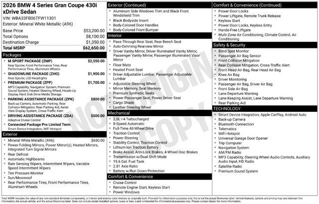 2026 BMW 430i - $45,896