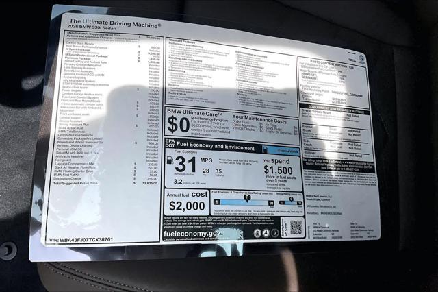 2026 BMW 530i - $69,777