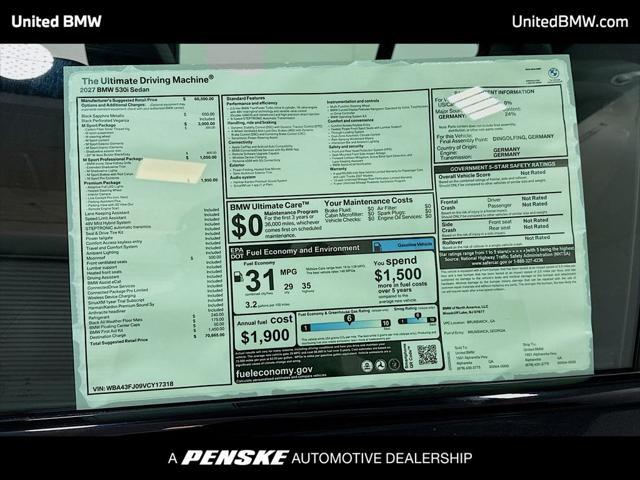 2027 BMW 530i - $67,994