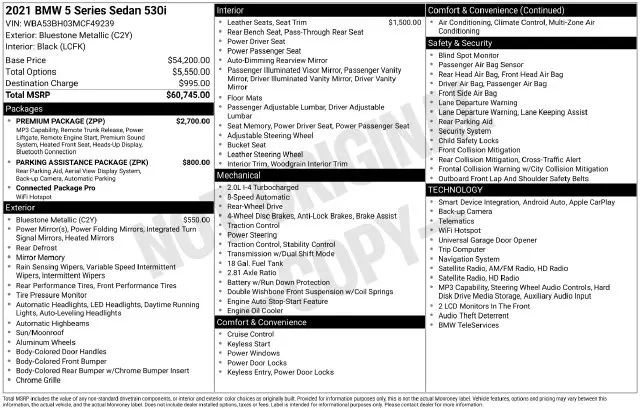 2021 BMW 530i - $22,087
