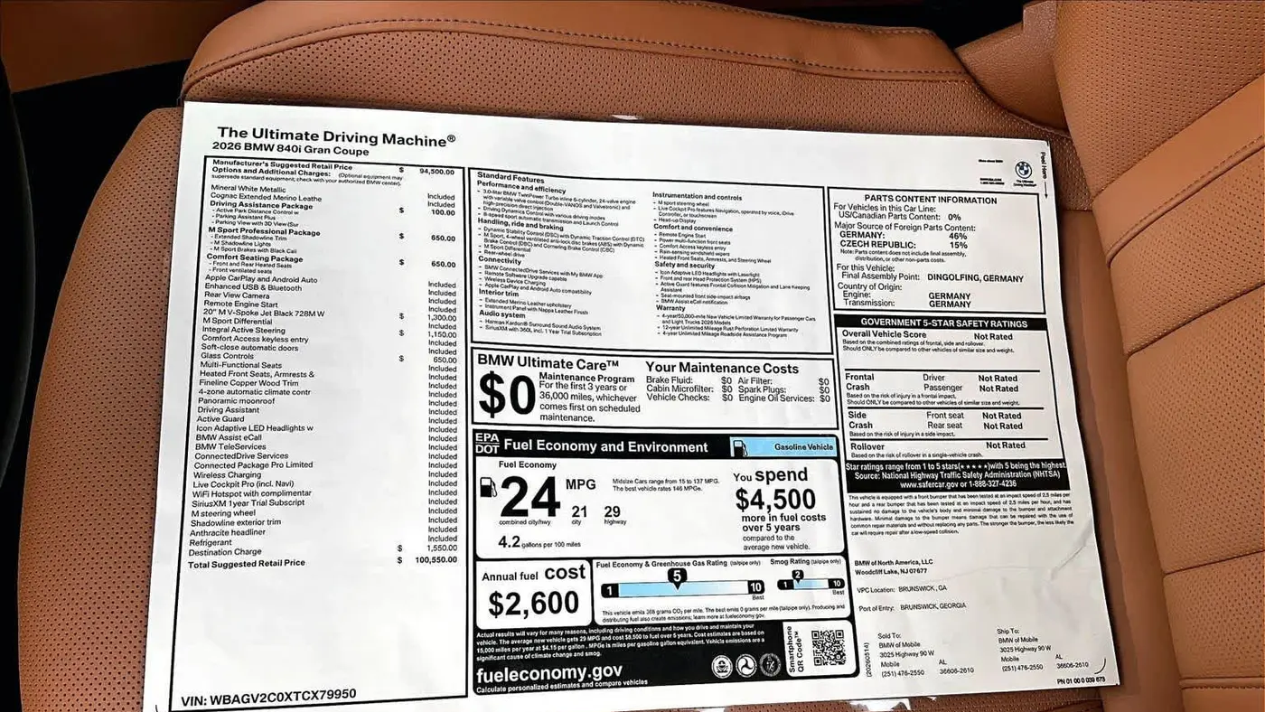 2026 BMW 8 Series 840i Gran Coupe