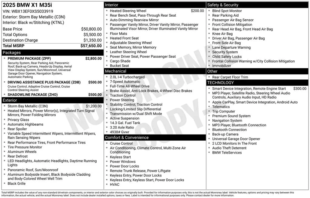2025 BMW X1 - $38,900