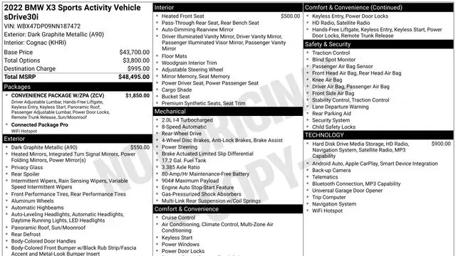 2022 BMW X3 sDrive30i