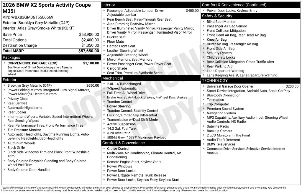 2026 BMW X2 - $49,900
