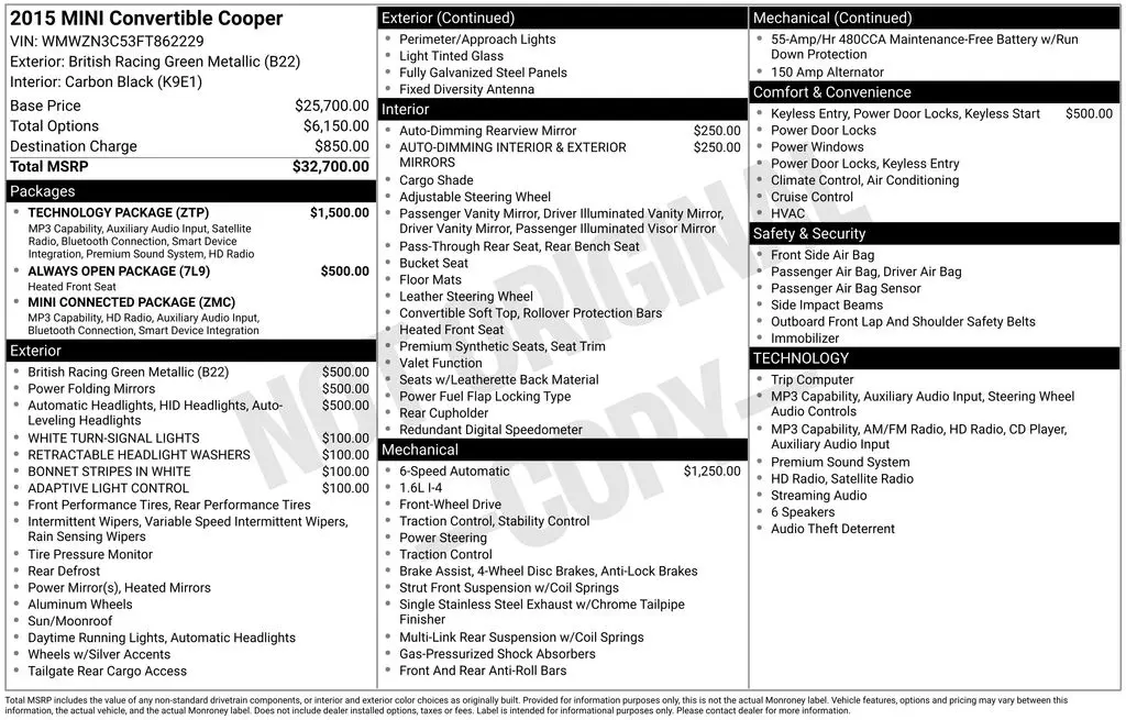 2015 MINI Cooper - $7,900