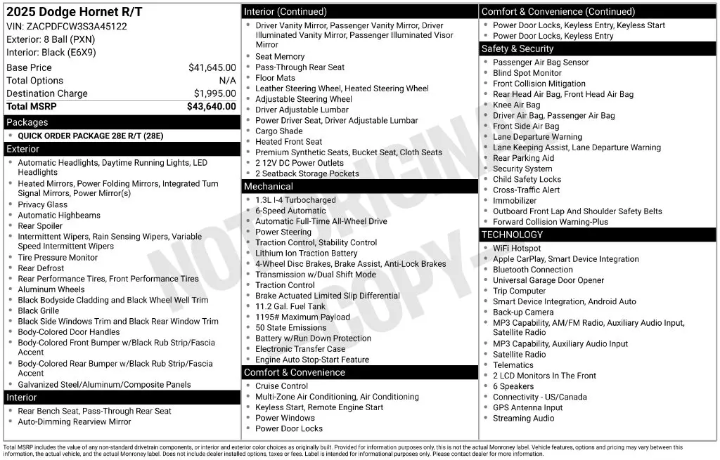 2025 Dodge Hornet - $23,818