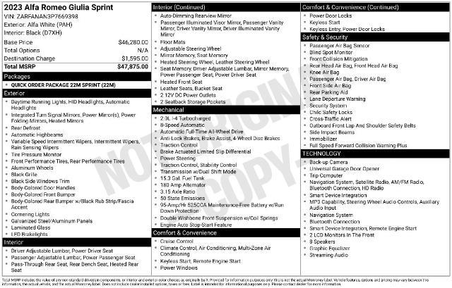 2023 Alfa Romeo Giulia - $27,985