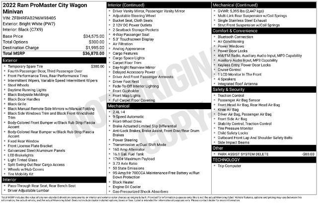 2022 Ram ProMaster City - $15,996